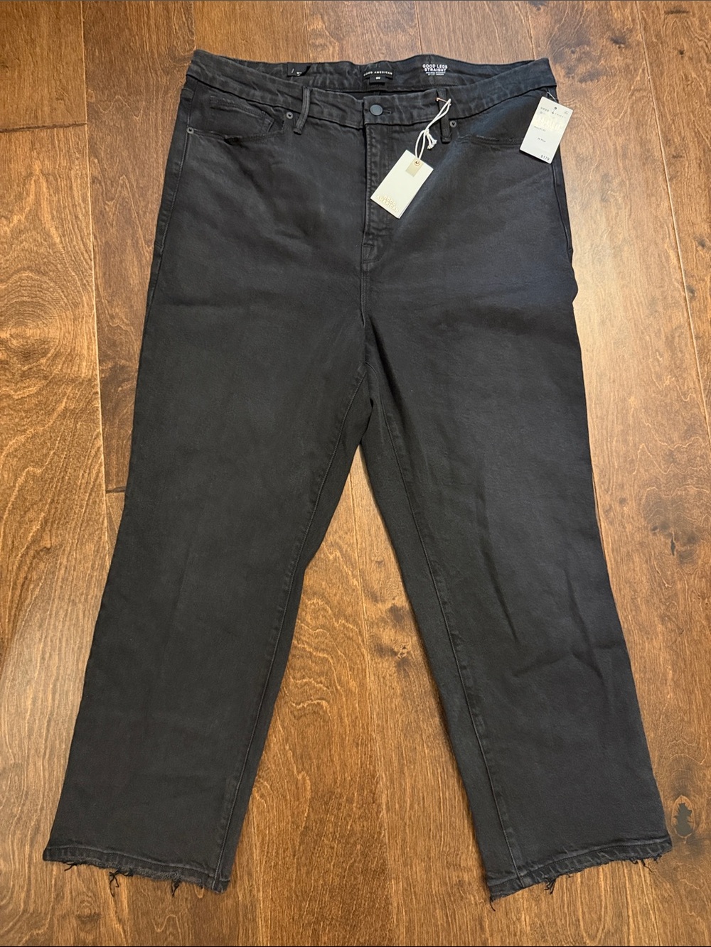 Good American Black Straight-Leg Jeans